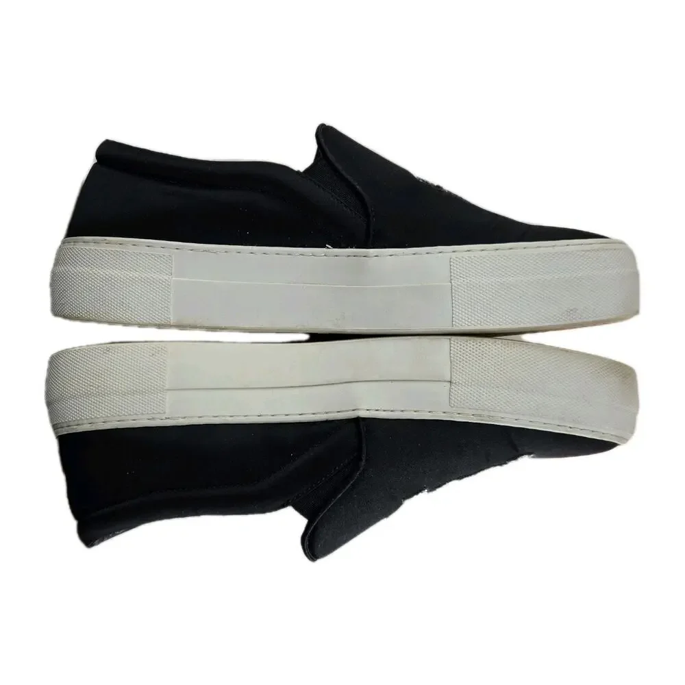 Joshua Sanders Slip On Sneakers Womens‎ 38 7.5 Black Satin Glitter NY New York